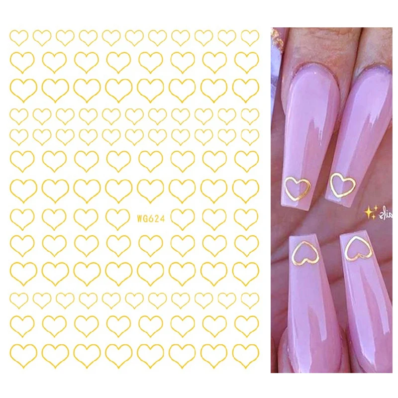 

Наклейки на заднюю стенку с полыми сердечками, наклейки для ногтей, украшения для дизайна ногтей, маникюра, красоты
