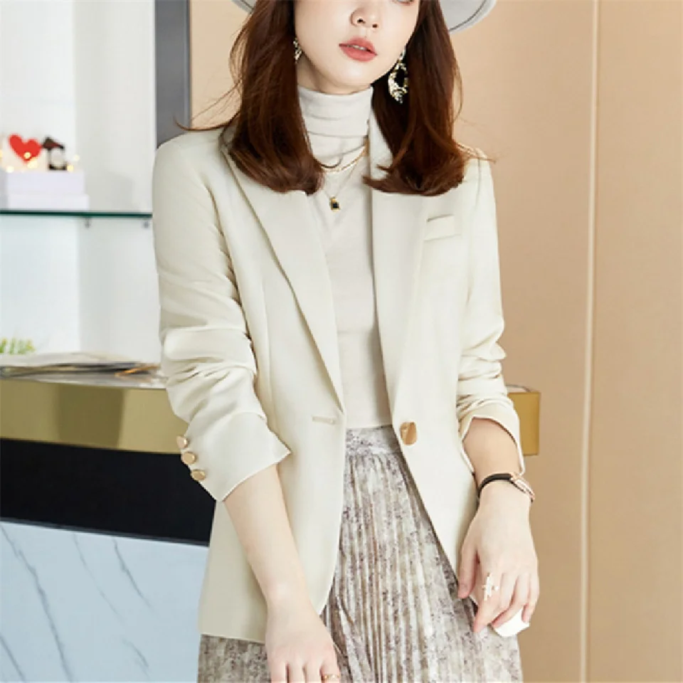 

Spring Solid Solid Women Blazer Autumn Casual Slim Career Jacket Business Office Lady Coat Female Femme Chic Tops