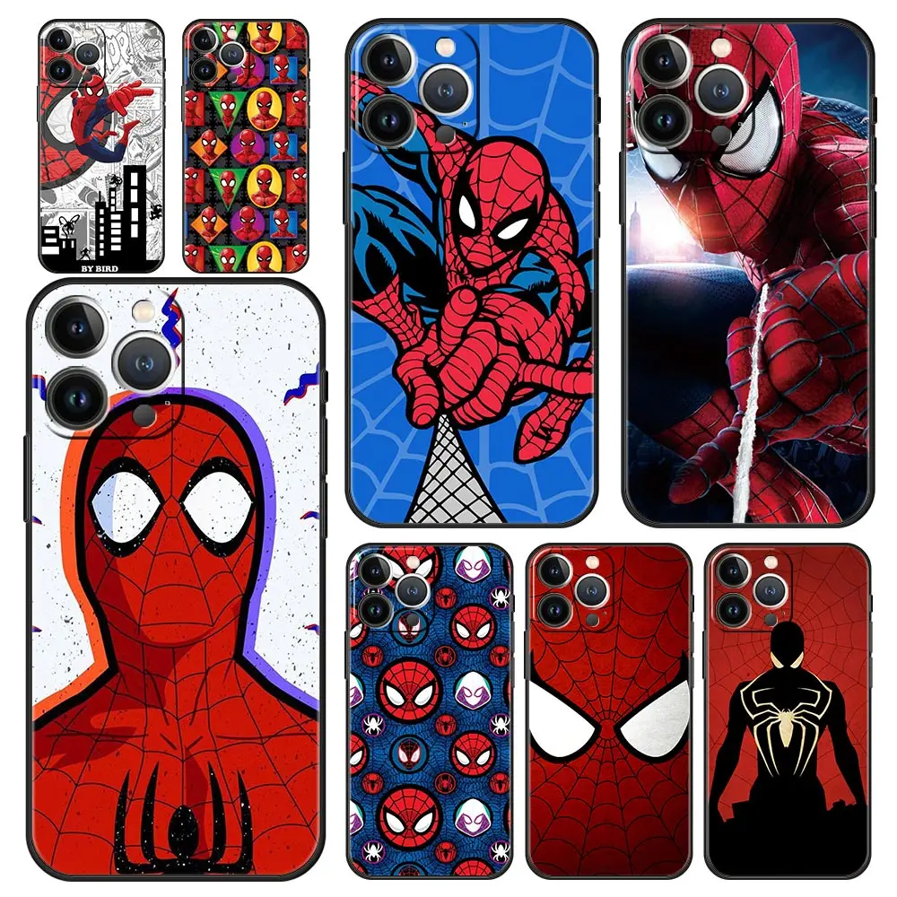 

Disney Cool Spiderman Luxury Phone Case For iPhone 13 14 Mmini 11 12 Pro Max 7 8 Plus SE X XR XS Soft Black Cover Fundas Shell