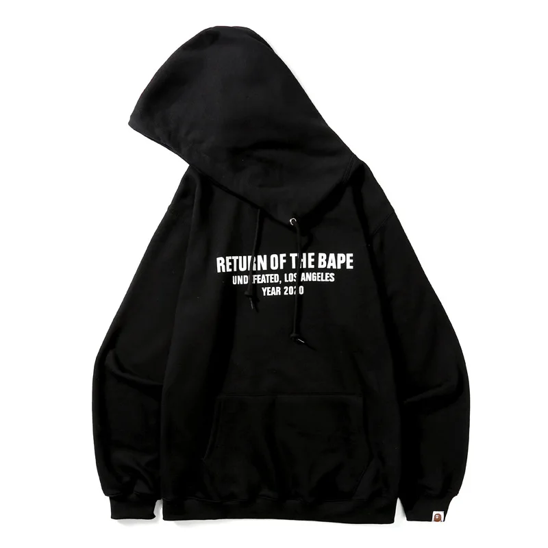 

Letter Print Hooded Pullover Sweater