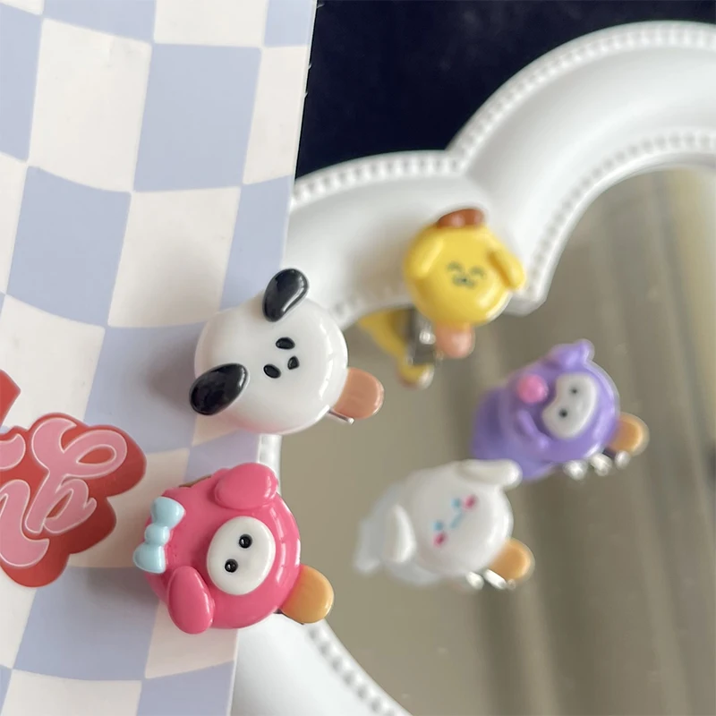 

Kawaii Милая Sanrioed шпилька для волос Мелоди коричной челки боковой зажим мультфильм Kuromi помпон пурин почтовые аксессуары для волос милая девуш...