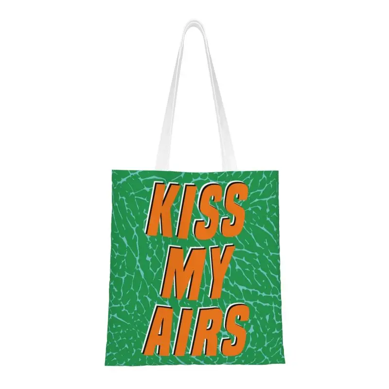 

Kiss My Airs Grocery Shopping Tote Bags Women Fashion Canvas Shopper Shoulder Bag Large Capacity Handbags