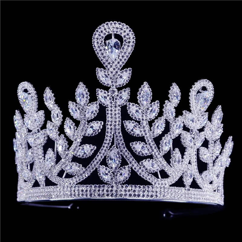

Hot selling naked diamond + zircon large crown hair accessories, exquisite crown headwear, luxury Bride Wedding Jewelry