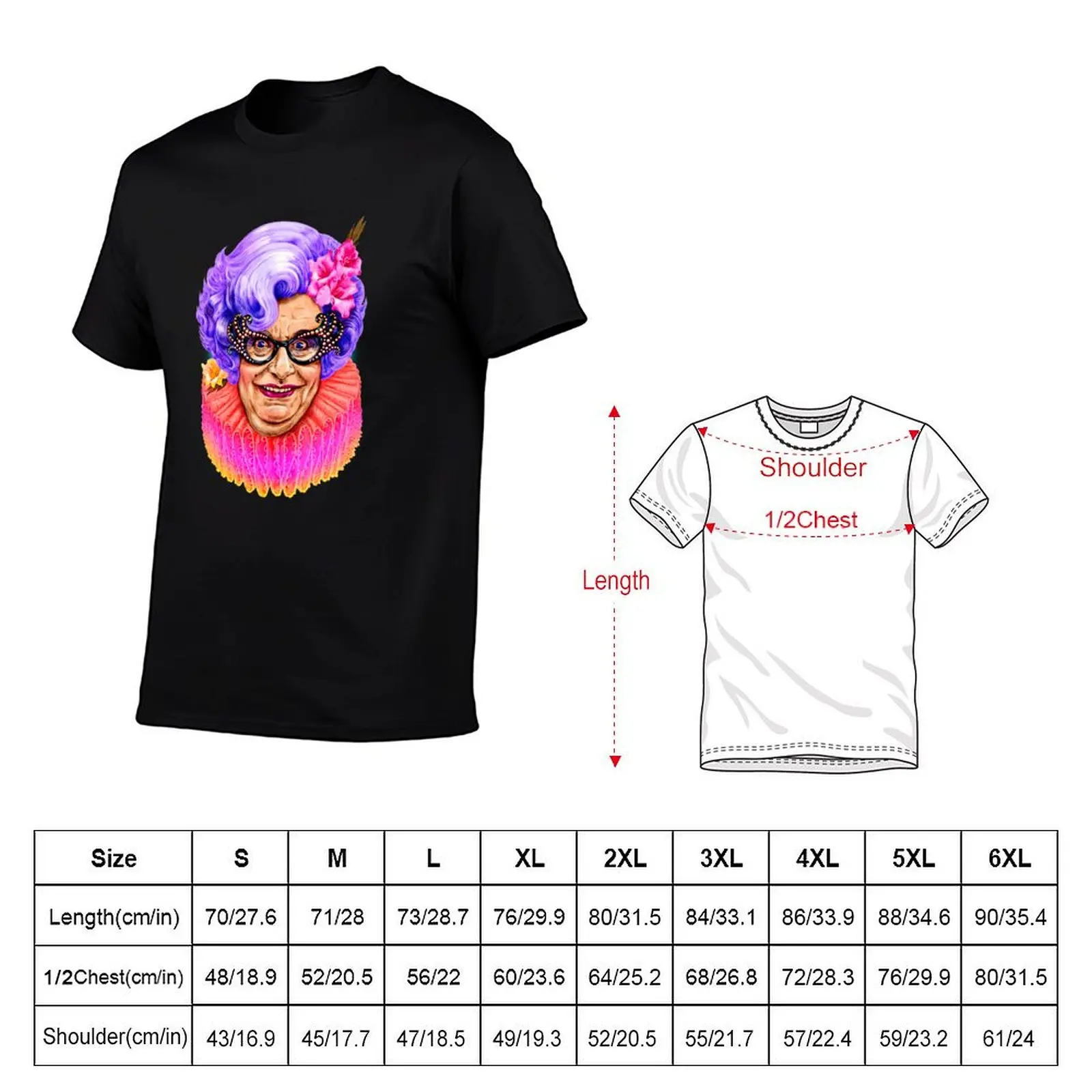 Фото Футболка Dame Edna Everage от Jock Mooney, однотонная футболка больших размеров №2