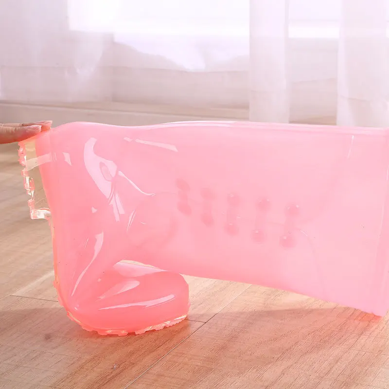 2022 New Rain Boots Women Transparent Rubber Shoes Candy Colors Fashion High Boots Outdoor Work Boots Waterproof Galoshes Women