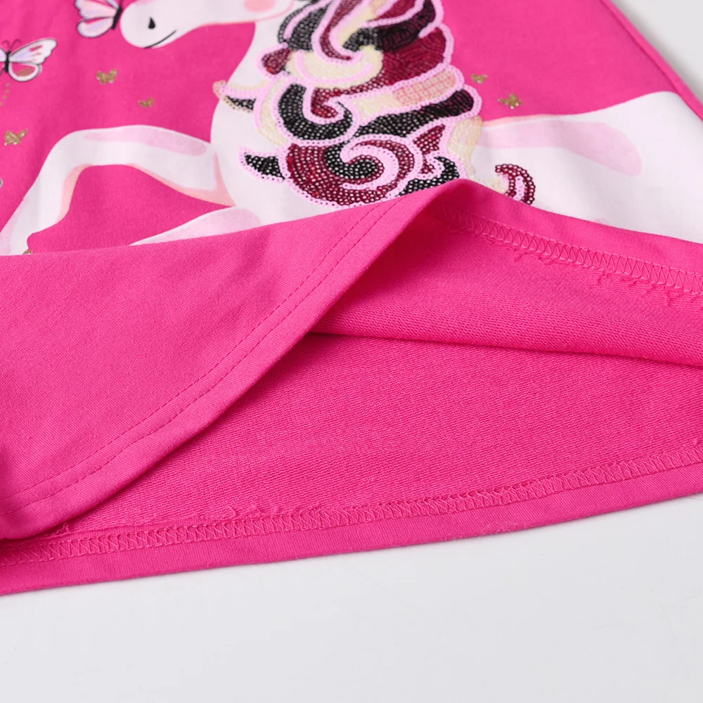 DXTON Long Sleeve Cotton Dress for Girls Unicorn Cartoon Frocks Children's Clothes Autumn Winter Kids Hoodies Casual Vestidos