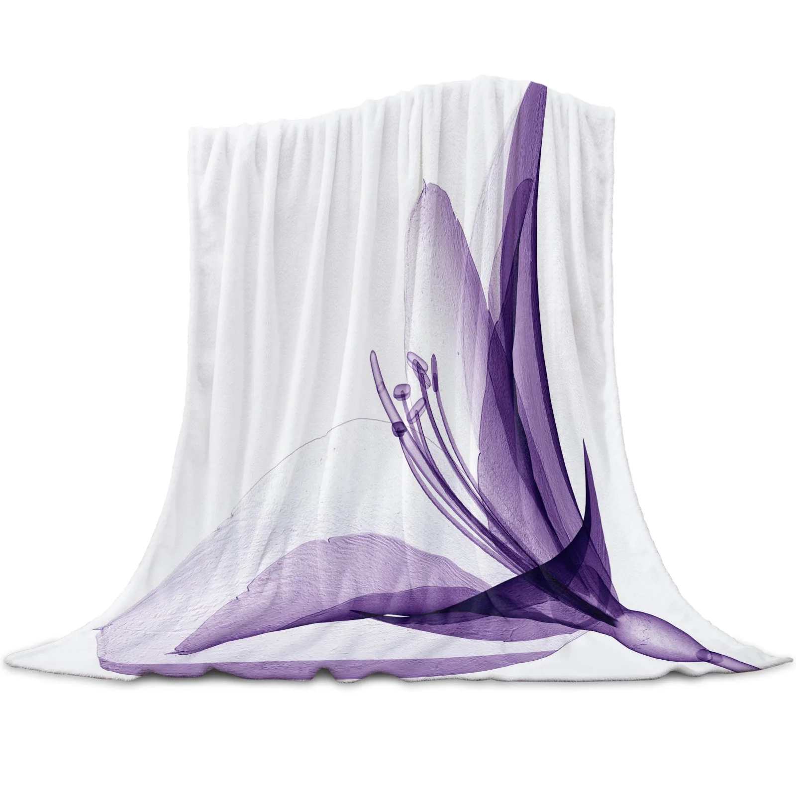 

Purple Flower Bloom Petal Art Soft Warm Coral Fleece Blanket Winter Sheet Bedspread Sofa Travel Bedding Throw Flannel Blankets