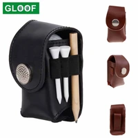 cowhide leather golf balls and tees holder divot tool carrier pouch bag storage case with 2 balls gift