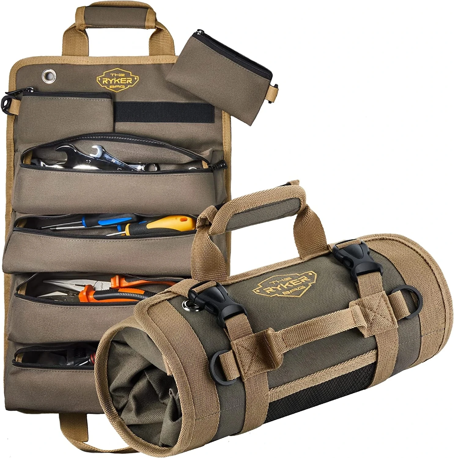 

New low price Bag Tool Organizers Small Tool Bag With Detachable Pouches Heavy Duty Roll Up Tool Bag Organizer With 6 Tool