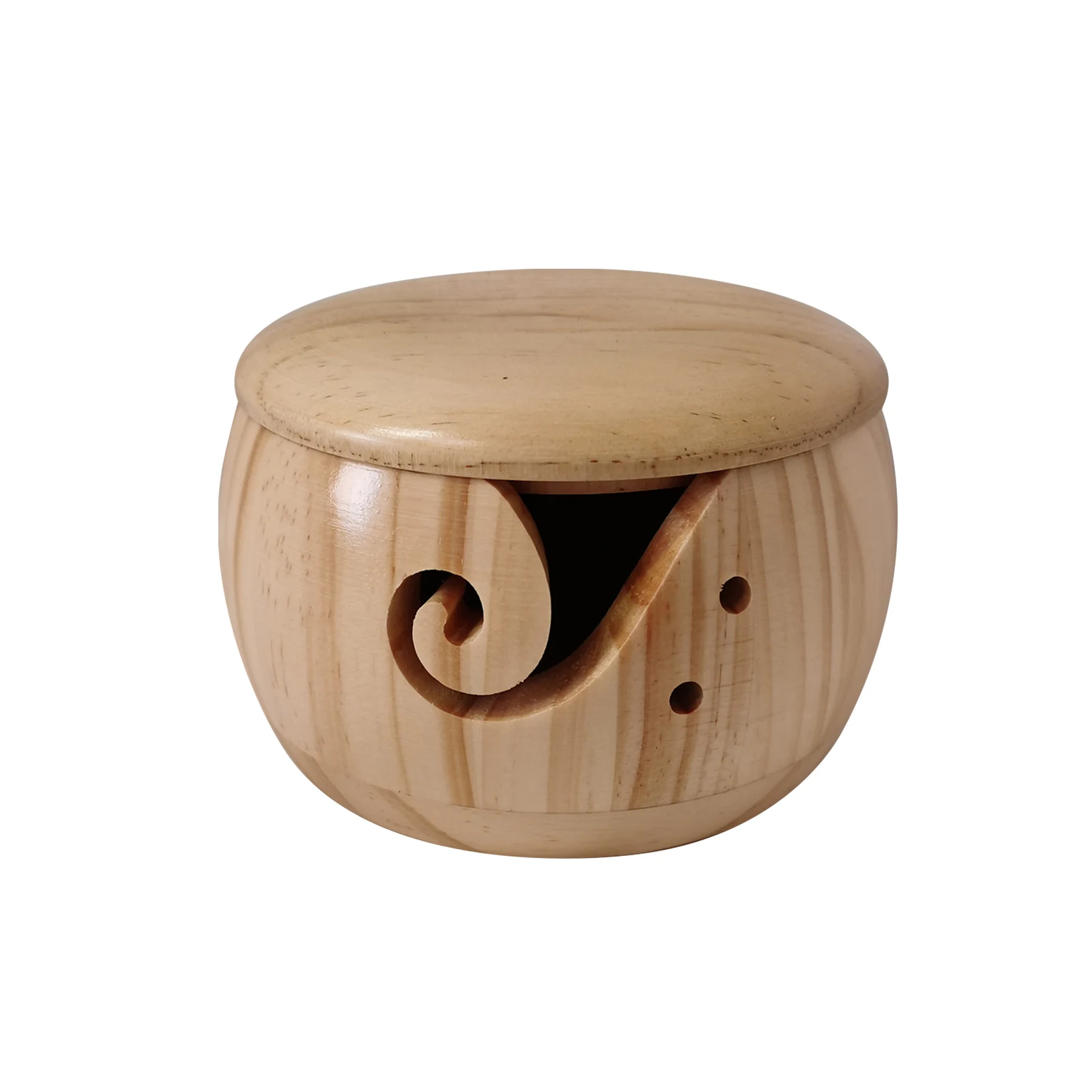 

Craft Wool Storage Knitting Crocheting Round Home Vintage Wooden Handmade With Lid Lightweight Gift Organizer Portable