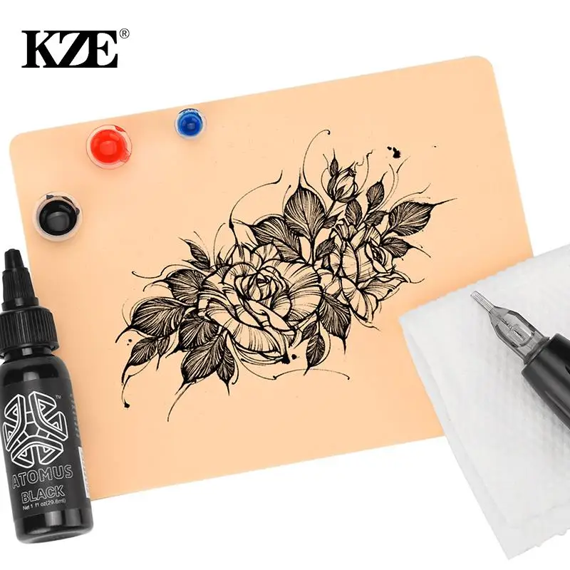 

1/3/5pcs Tattoo Blank Practice Skin Eyebrow Gragon Pattern Paint Mixer Makeup Double Sized Synthetic Leather Tattoo Accessories