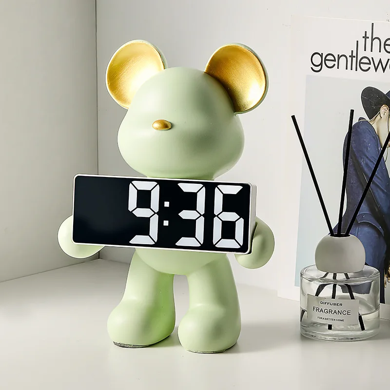 

Cartoon Violent Bear Clock Living Room Bedroom Alarm Clock Decoration Household Desktop Digital Clock Desktop Decoration