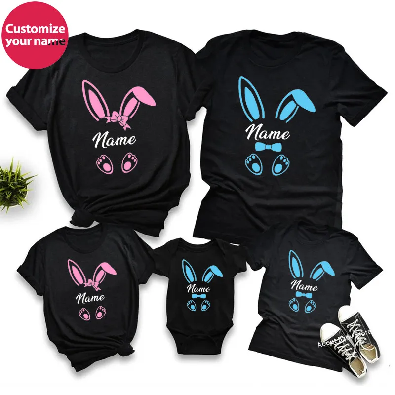 2023 Семейные пасхальные рубашки забавные наряды с именем на заказ хлопковые