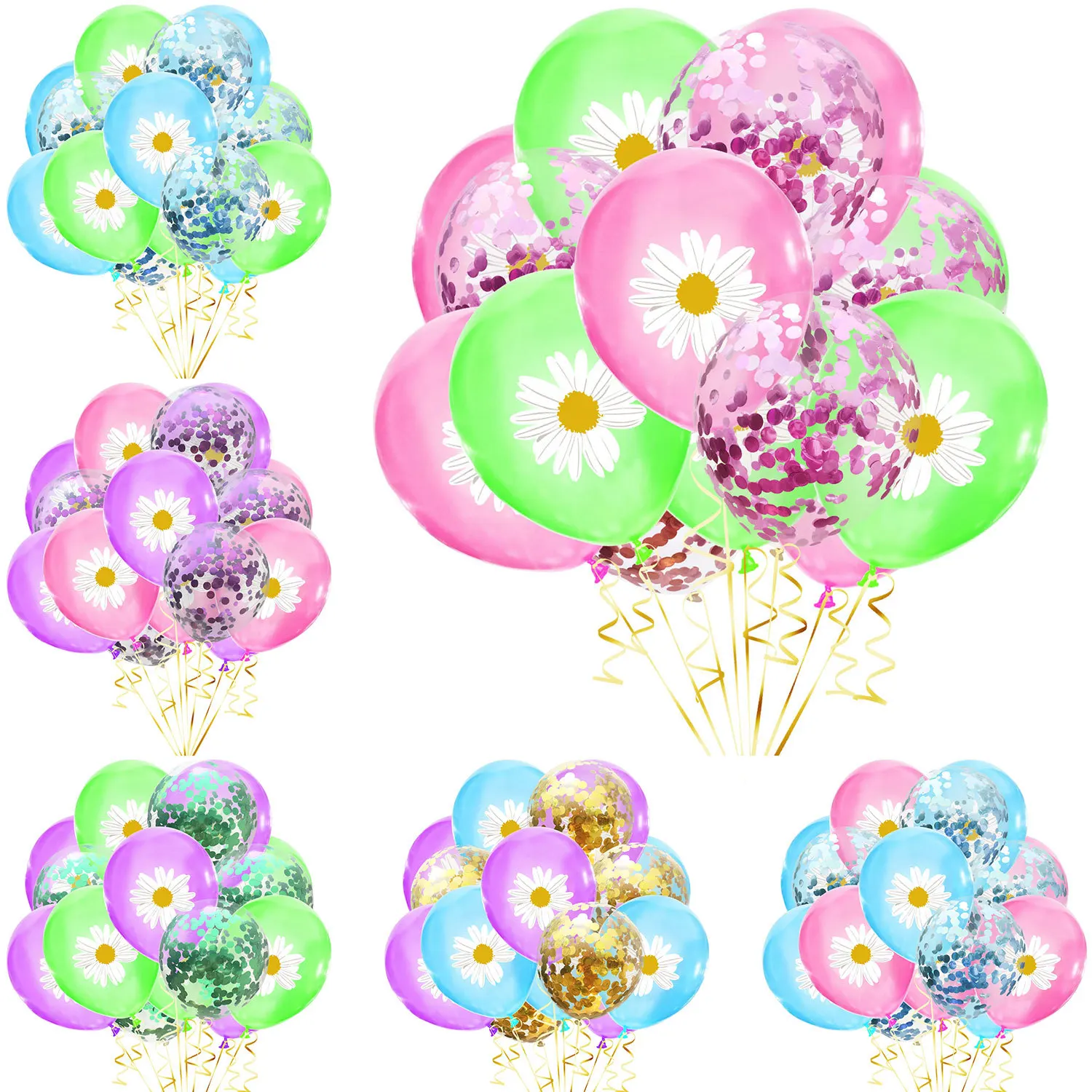 

15pcs 12inch Sweet Spring Daisy Flowers Happy Birthday Party Latex Globos Party Balloon Baby Shower Party Decorations Set