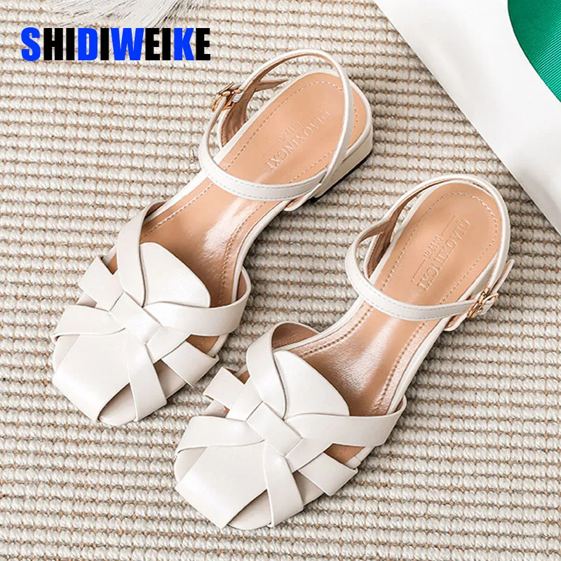 

SDWK/Новинка; Испанская обувь Mary Jane в стиле ретро; Женские кожаные сандалии на плоской подошве; Римские сандалии ручной работы в стиле ретро; ...