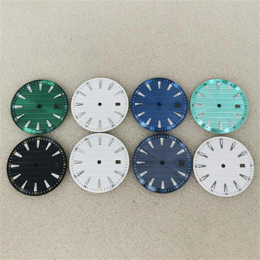 New Style Strip Nail Dial 33.5mm Green Luminous Watch Dial for NH35 Nh36/4R/7S Movement