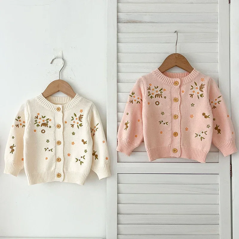 Осенний вязаный кардиган для маленьких девочек свитер пальто весенний с