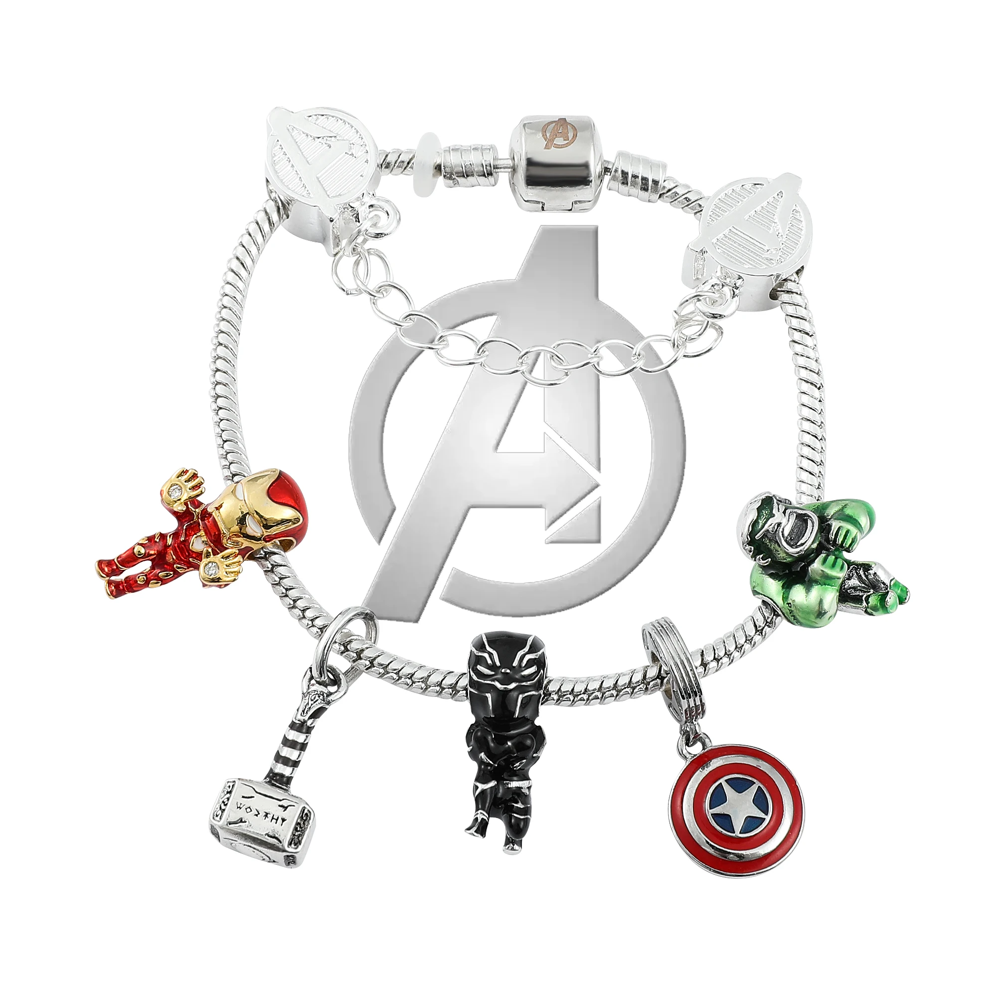 Superhero Marvel Bracelet Infinty Stones Avengers Jewelry Aesthetic Charm Bracelet Metal DIY Crystal Beads Brand Pulseras Mujer