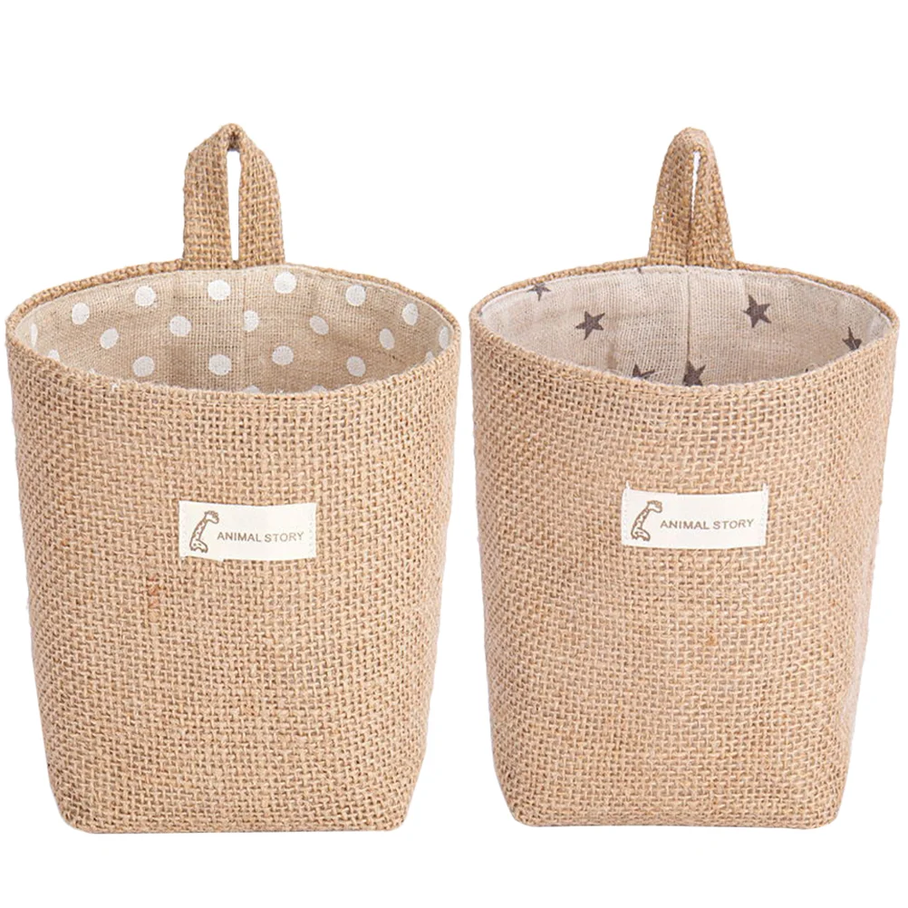 

Basket Hanging Storagewall Linen Door Cotton Flowerorganizer Garlic Fruit Planter Handlebin Bread Burlap Vegetable Closet Mini