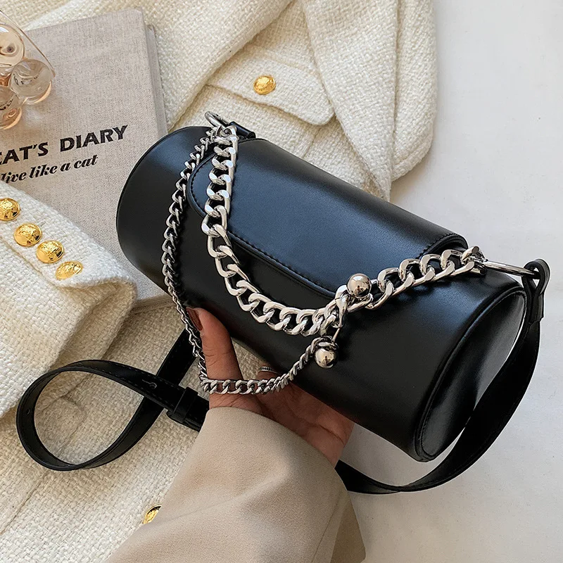 

Ladies Leather Shoulder Bag 2021 Winter New Fashion Shoulder Bag Casual Messenger Bag Niche Texture Chain Drum Bag