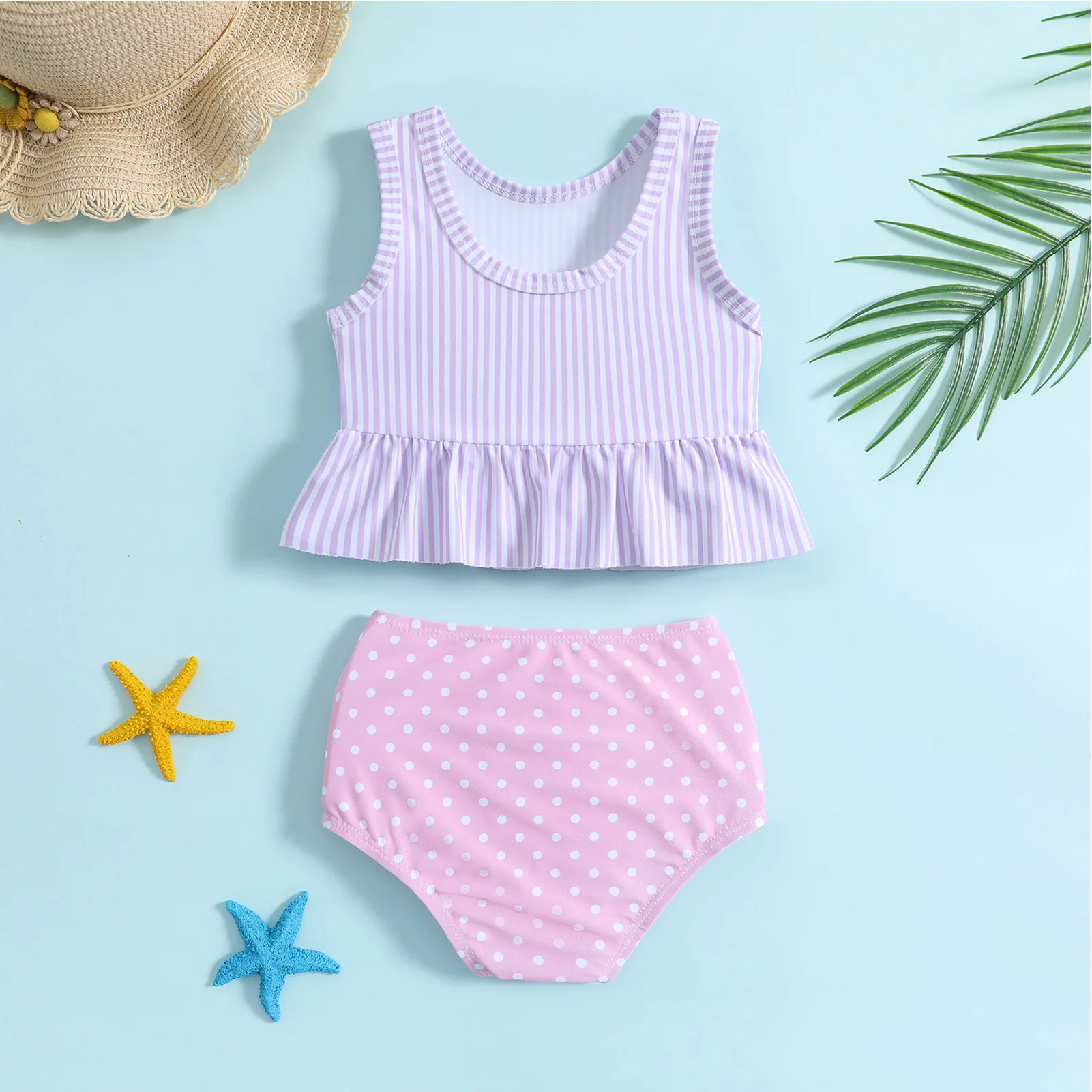 

Summer Baby Girls Bikini Set European Striped Kids Baby Swimming Bikini Vest Tops and Bottom Casual Cute for Baby Swimming Class
