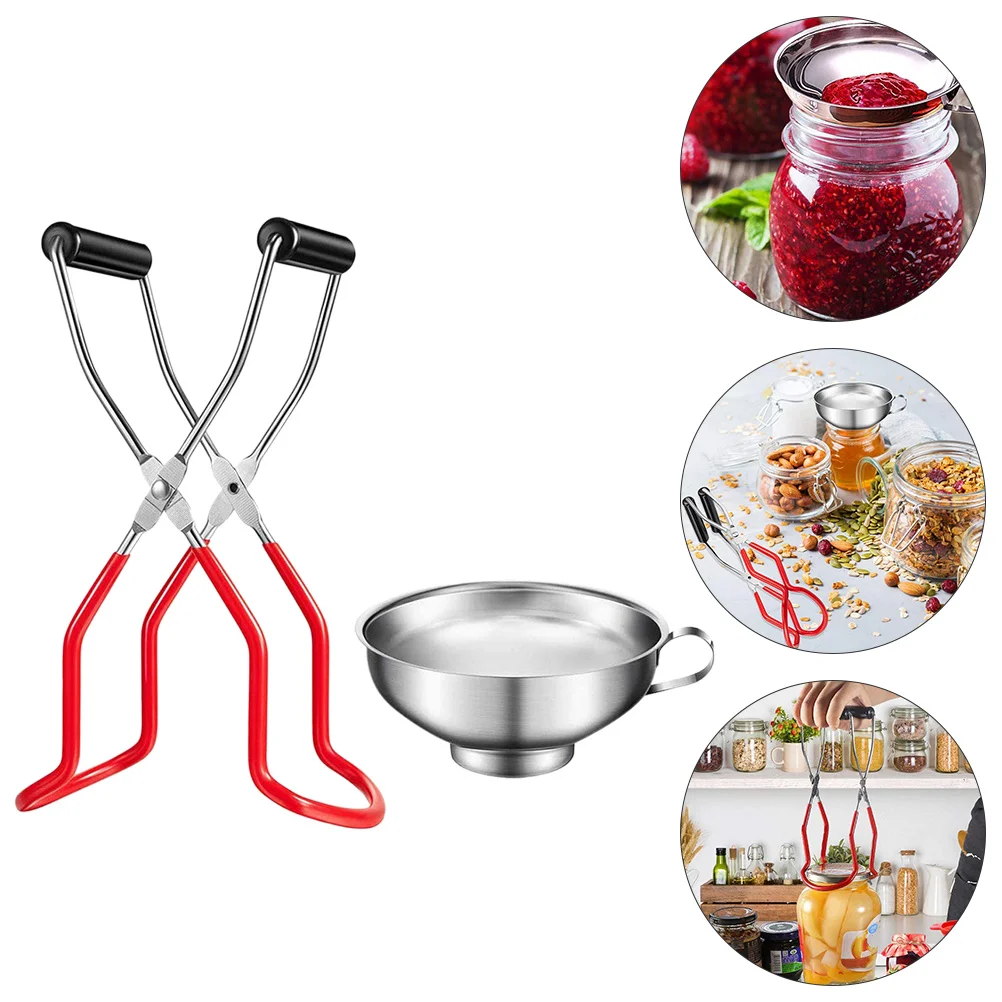 

Canning Jar Tongs Funnel Clip Bottle Lifter Gripper Clamp Can Anti Pot Mason Tong Plate Tool Scalding Scald Jarslid Lfter