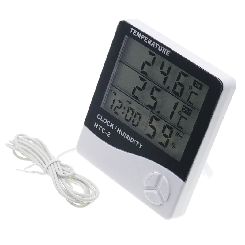 lcd electronic digital temperature humidity meter indoor outdoor thermometer hygrometer weather station clock htc 1 htc 2 free global shipping