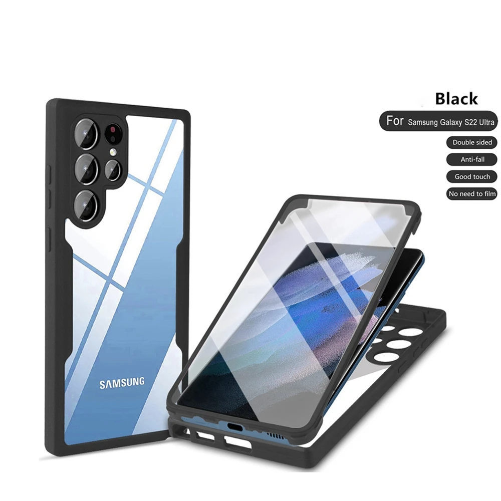 

360 Full Protection Case For Samsung Galaxy S22 Ultra S21 FE S22 Plus A52 A12 A32 A72 A22 A71 A51 A13 A33 A53 Transparent Cover