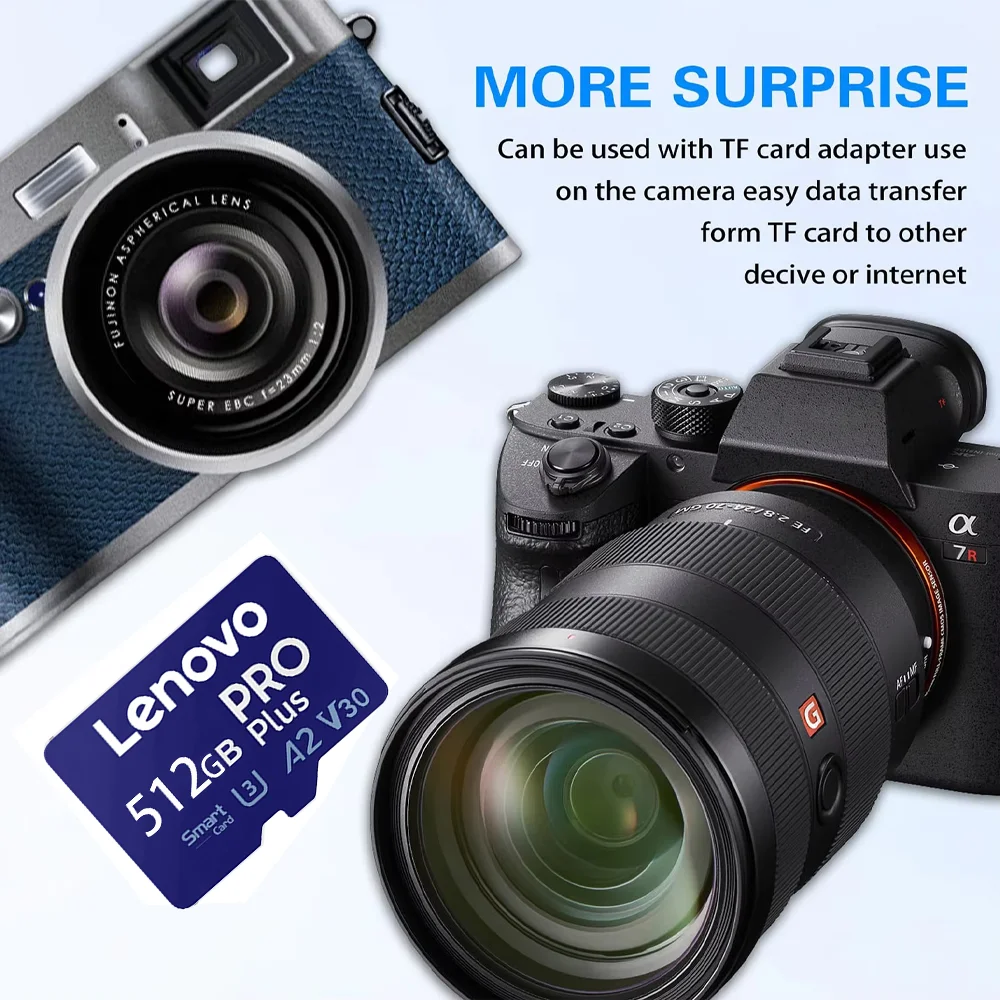 Фото Карта памяти Lenovo Pro Plus TF 512 ГБ, EVO PLUS SD 256 ГБ, 128 ГБ, 64 ГБ, 32 ГБ, A2 U3, 4K, флеш-карта для телефона, камеры, дрона №5