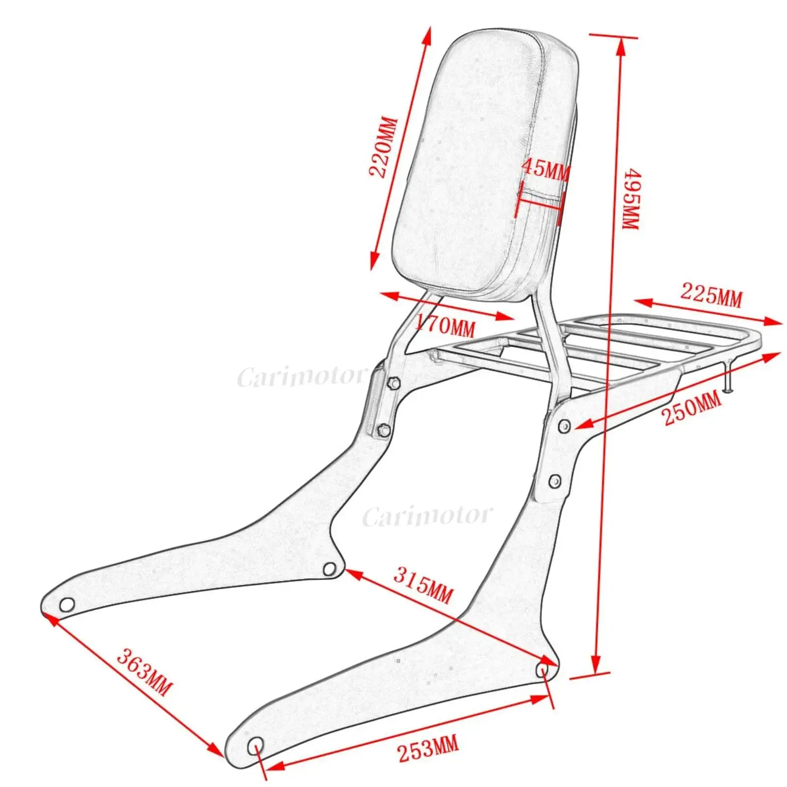 Багажная стойка для Yamaha V-Star XVS950 XVS1300 XVS1300A 07-up