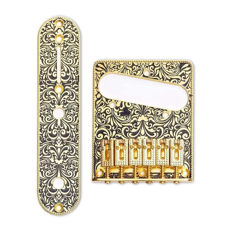 

6 String Roller Saddle Bridge Plate 3 Way Switch Control Plate Metal For Tele Telecaster Style Electric Guitar ,Gold