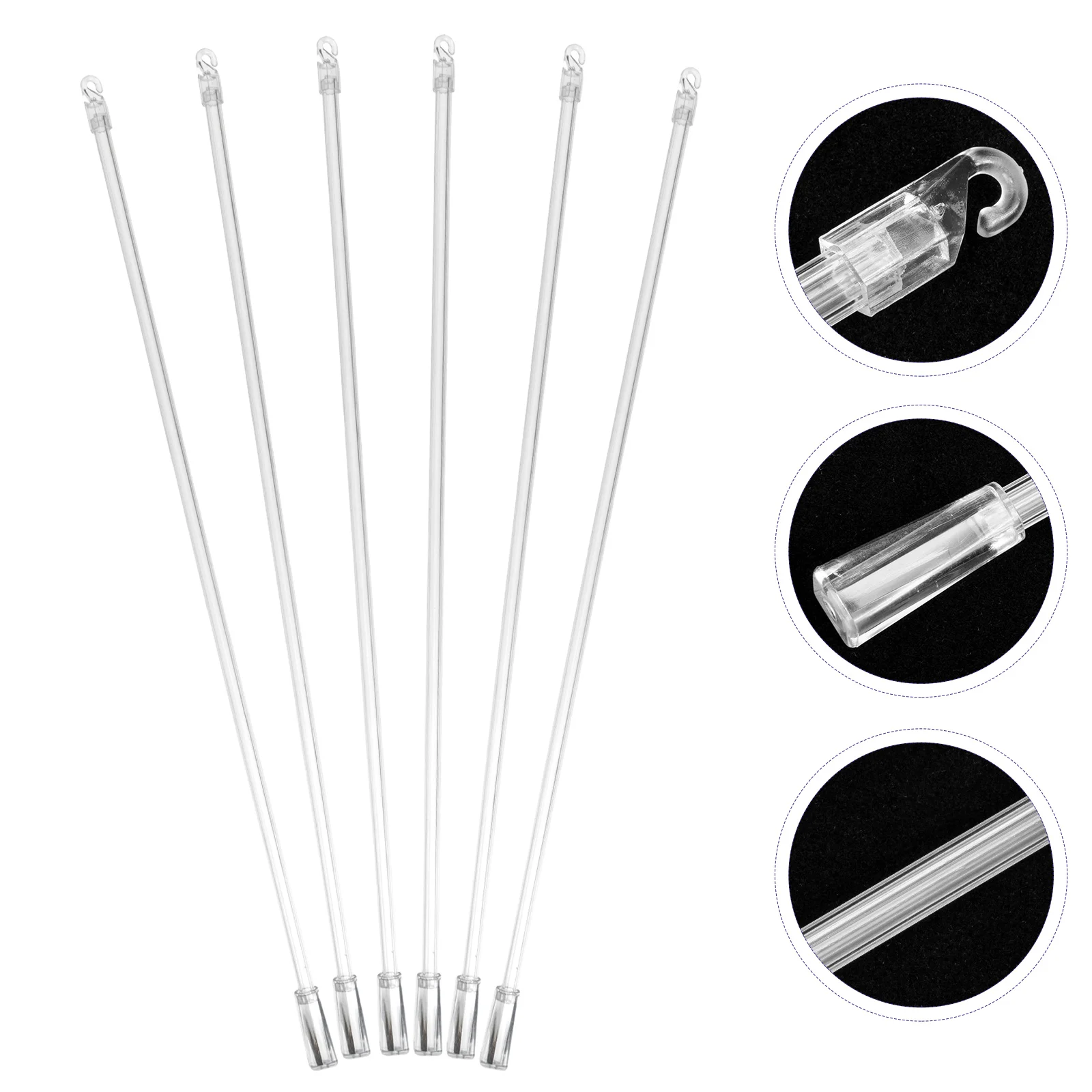 

6 Pcs Venetian Blind Rod Blinds Handle Mini Convenient Transparent Remote Control Holder Practical Curtain Wand Extendable