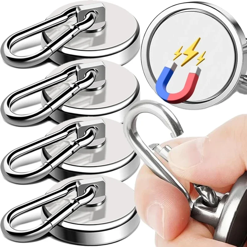 10/1 шт. сильные неодимовые магнитные крючки 360 ° Вращающийся карабин магнитный