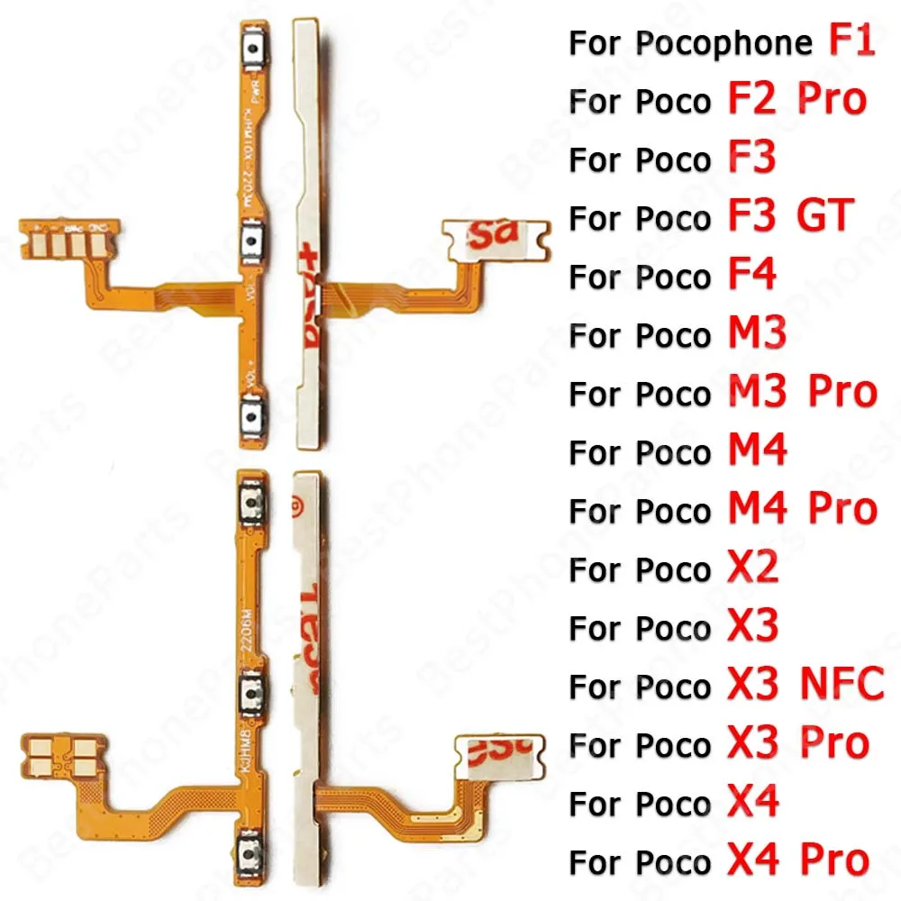 

Side Button Flex Cable For Xiaomi Poco M3 M4 X2 X3 NFC X4 Pocophone F1 F2 Pro F3 GT F4 Power On Off Mute Volume Key Switch Parts