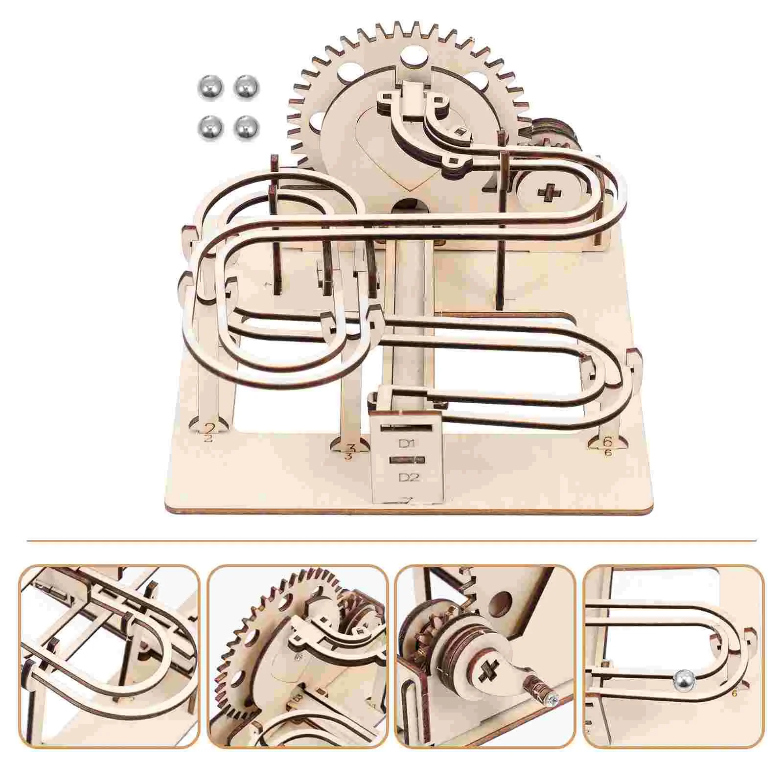 

1 Set Marble Run Rolling Bead Game Wood Hand-cranking Track Beads Maze