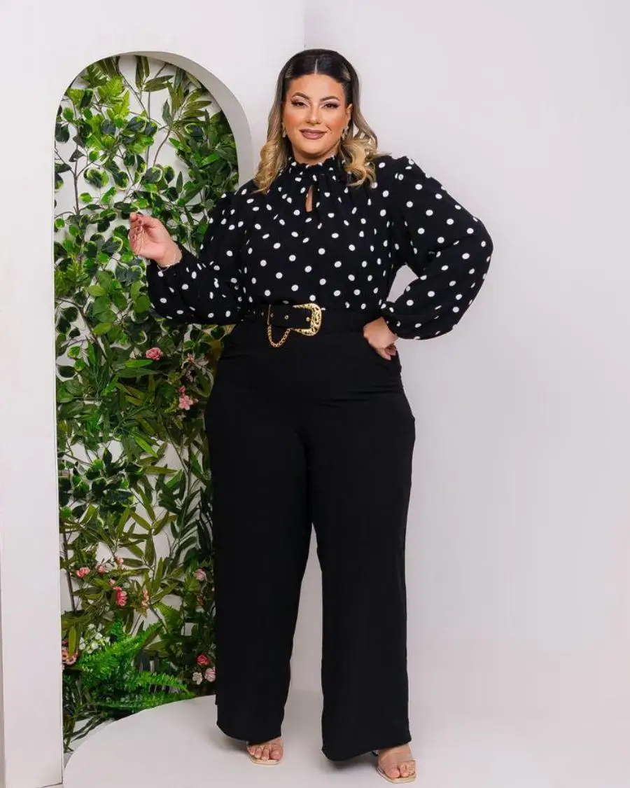 Женский комплект блузка с длинным рукавом брюки Pantalona пояс 0455