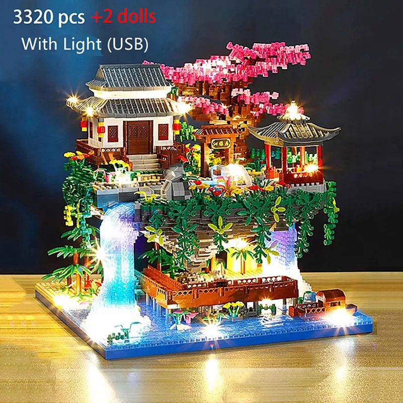 

Tree House Diamond Building Blocks Garden Architecture Waterfall Light DIY Bricks Toy for Kid over 12 Years Adult Gift 3320PC