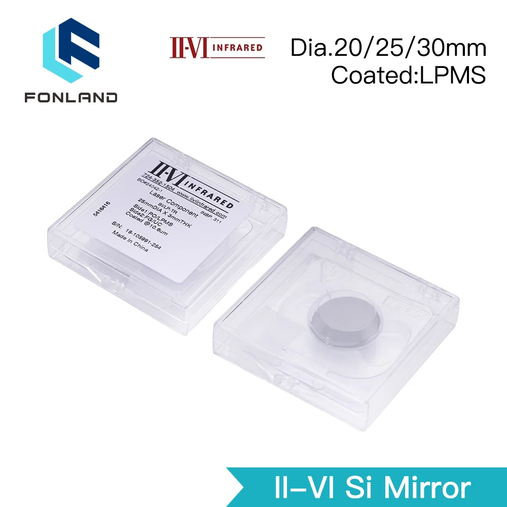 

Original II-VI Si Mirror Dia.20/25/30mm Thk.3mm 10.6um LPMS Coating for CO2 Laser Engraving Cutting Machine