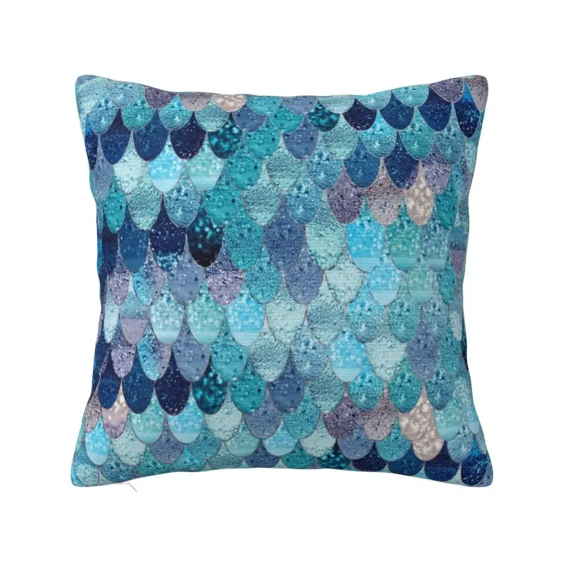 

Summer Mermaid Dark Teal By Monika Strigel Pillow Case Decor Home Cute Fishscales Outdoor Cushions Cover Square Pillowcase