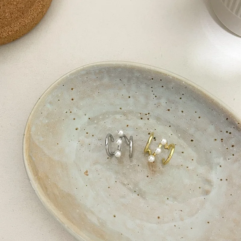 Chic Circle Ear Cuff Fake Piercing Earcuff Pearl Earrings Faux Non Pierced Clip on Jewelry |