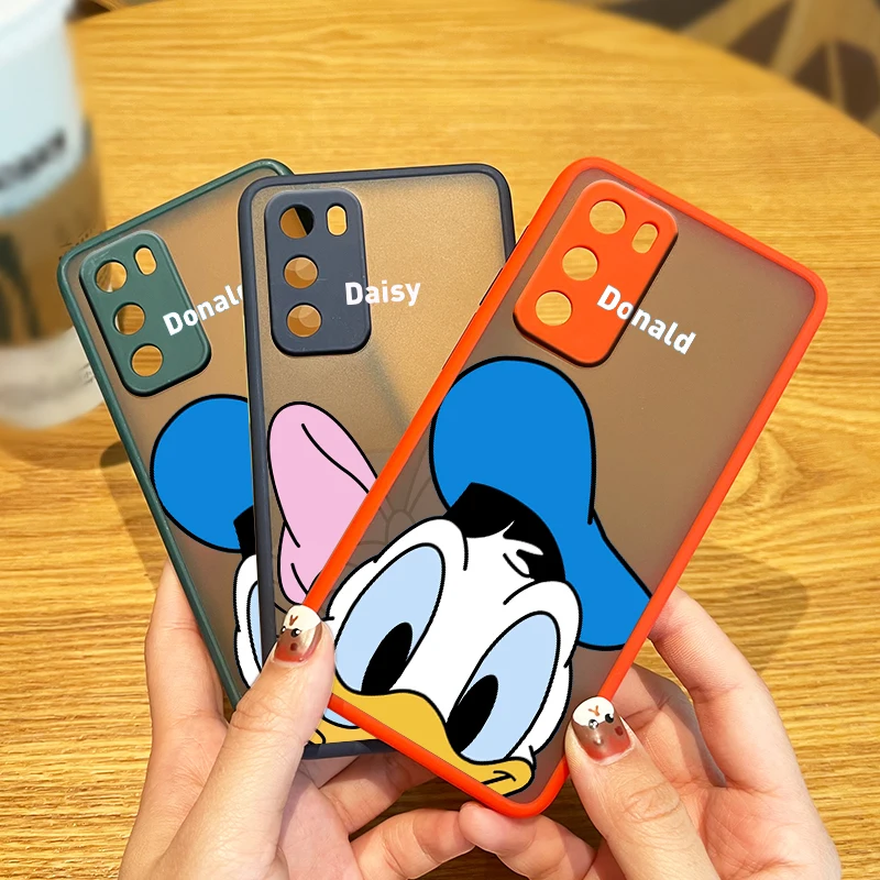 

Donald Duck Disney Anime Case Matte For Huawei P50 P40 P30 P20 Mate 40 30 20 Pro Plus Nova 9 SE Frosted Translucent Phone