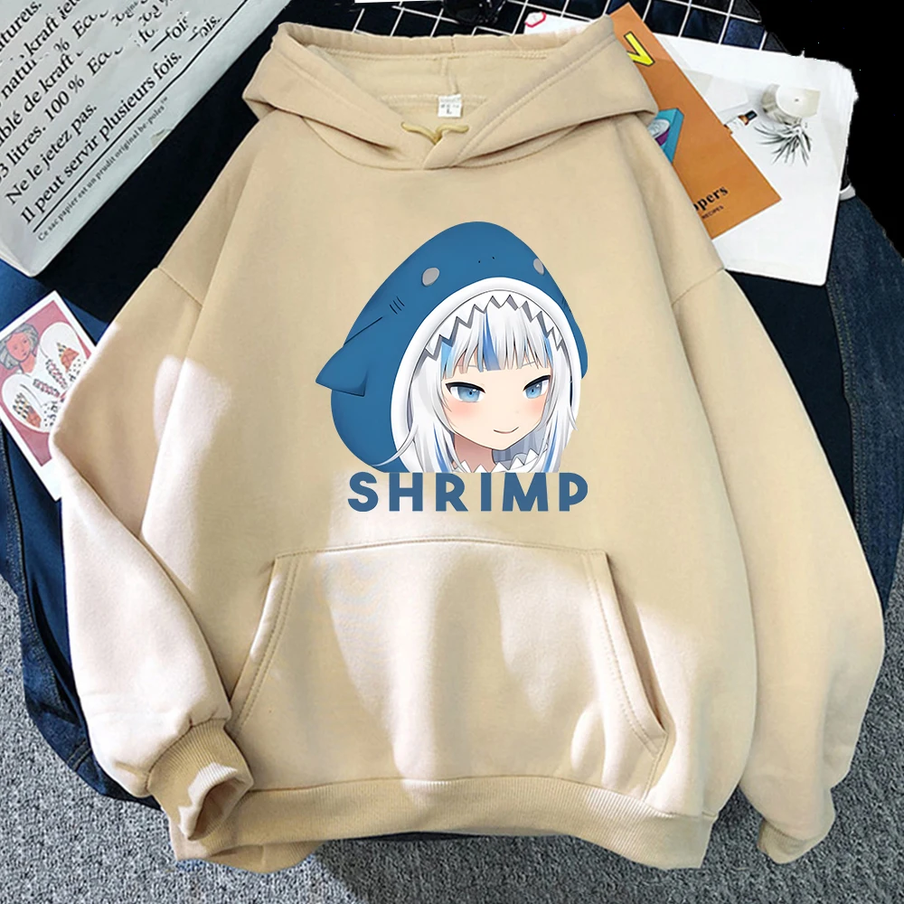 

Anime Hololive English VTuber Gawr Gura Hoodie Men Harajuku Graphic Kawaii Hoodies Cartoon Aesthetic Shrimp Pullover Sweatshirts