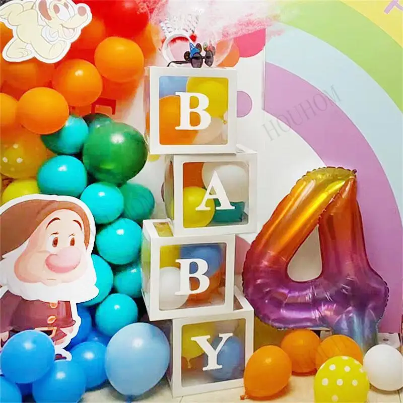 

Baby Shower Decoration Transparent Balloon Box Letter Boy Girl Frist 1st Birthday Wedding Party Docoration Gender Reveal Baptism