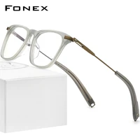 fonex acetate titanium glasses frame men 2022 new retro vintage square prescription eyeglasses optical spectacles eyewear f85703