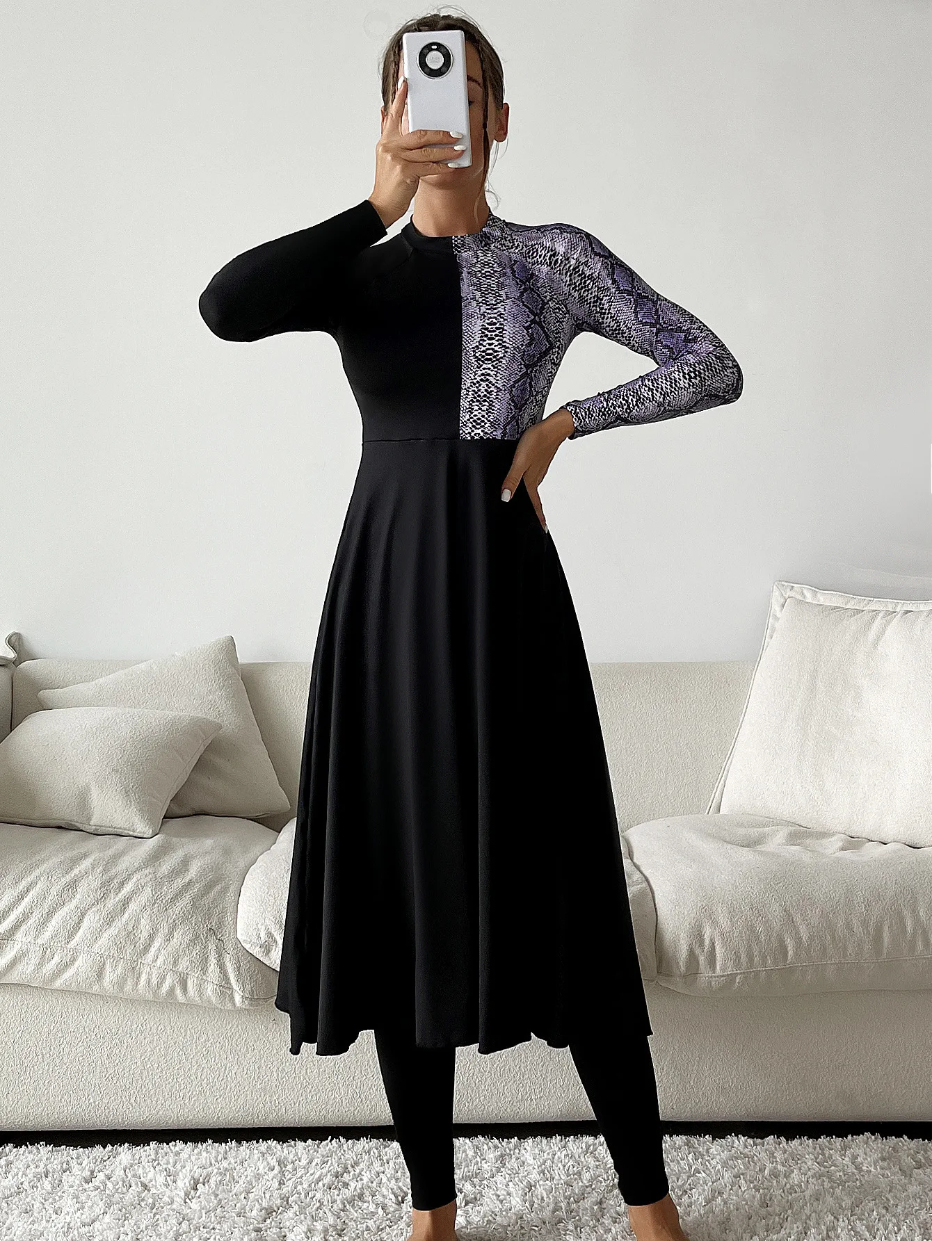 Burkini Femme Musulmane 2023 Abaya High Neck Conservative Swimsuit Long Skirt and Pants Two-piece Set Burkini Muslim Swimwear