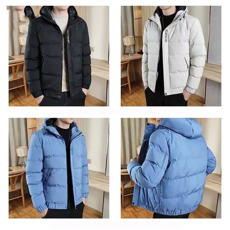 New imitation silk down cotton suit men Korean version slimming thick warm cotton-padded coat coat hooded short cotton-padded ja
