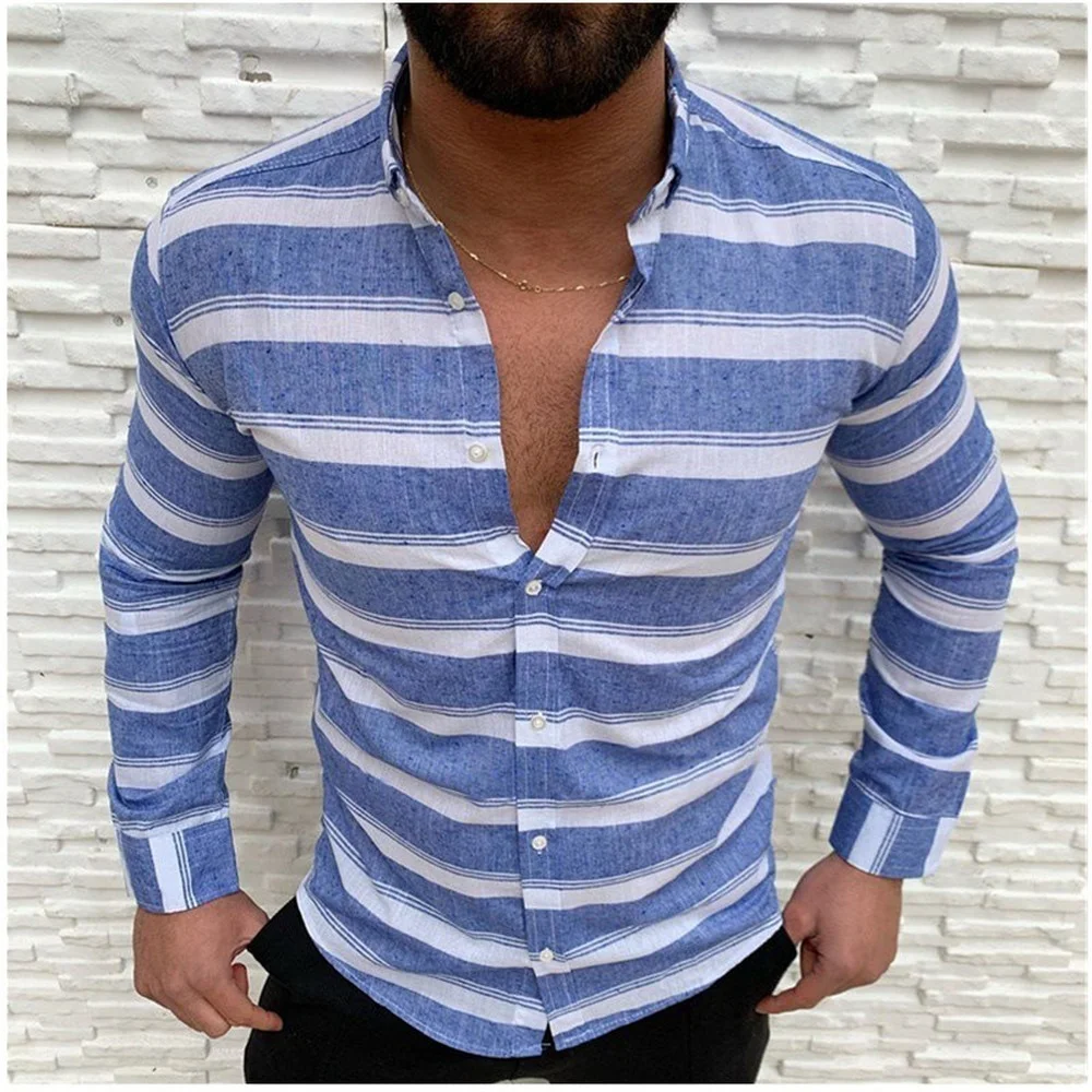 Men's Lapel Button Long Sleeve Men's Casual Shirt