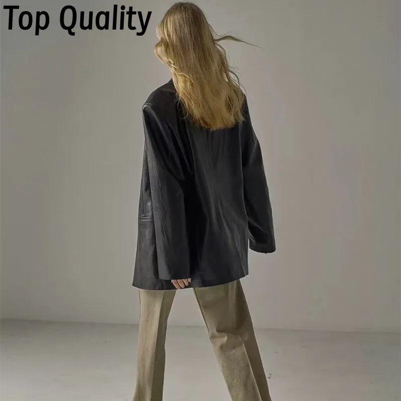 Новый женский весенне-осенний костюм кожаная куртка женская свободная с