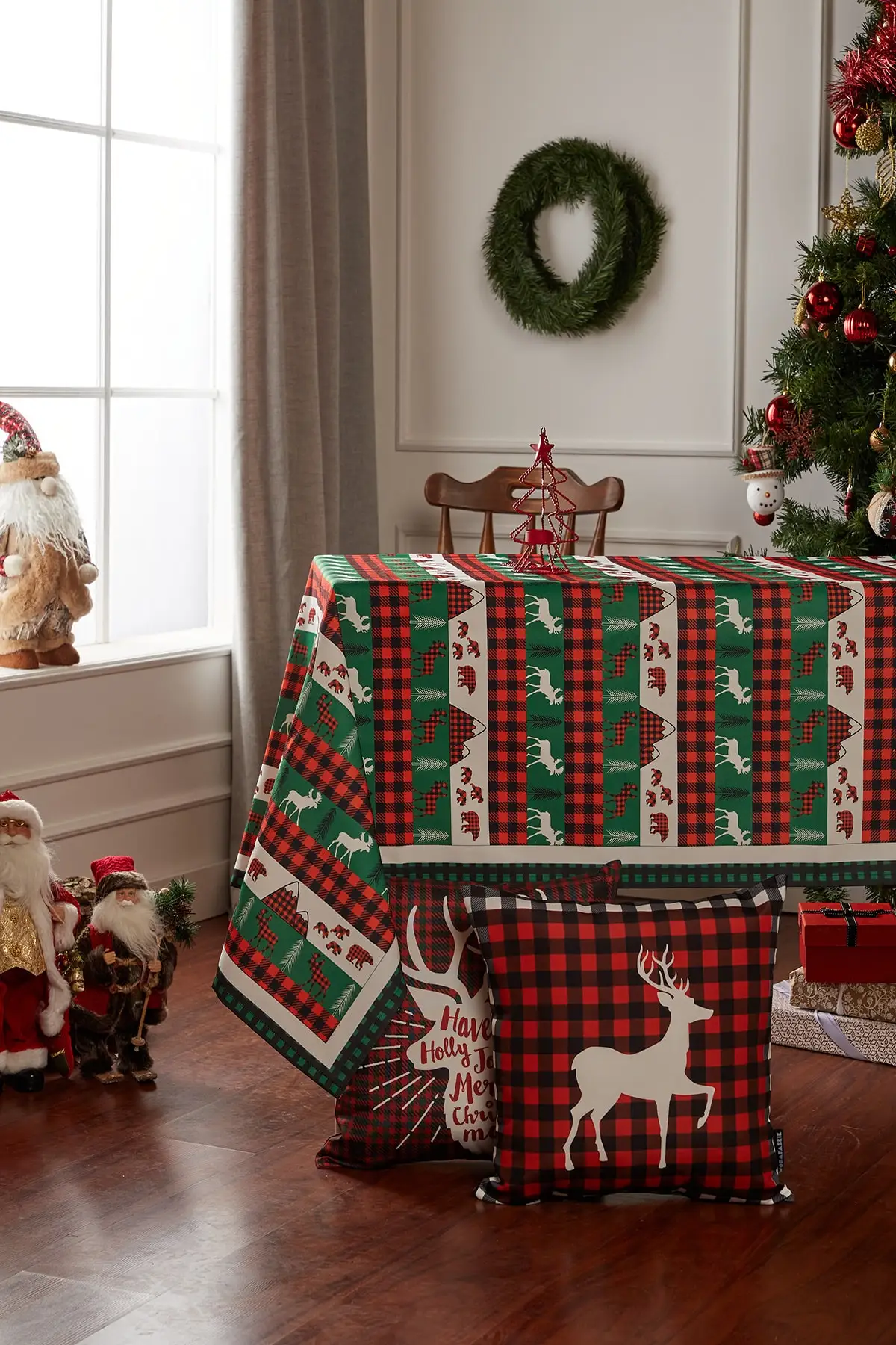 

Christmas Deer Pattern Table Cloth Daily Home Decoration Washable