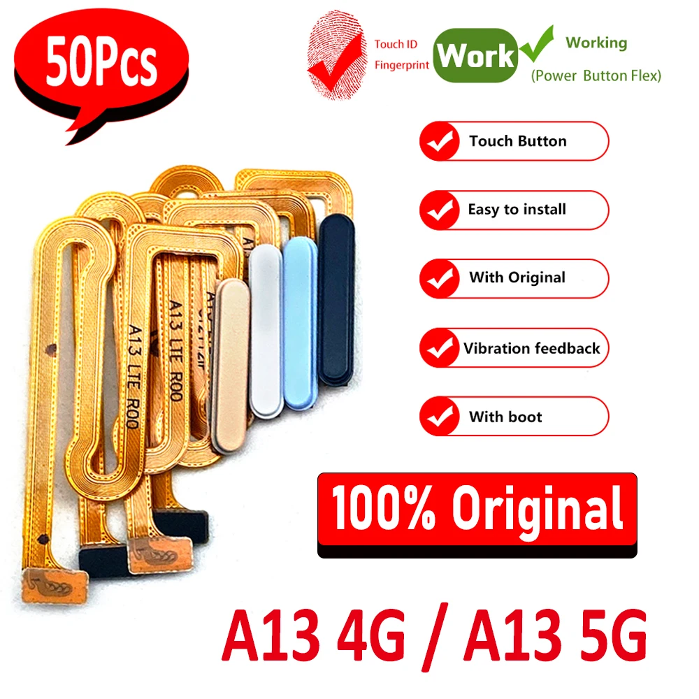 

50 шт., 100% оригинальные ремонтные детали, протестированы для Samsung A13 4G 5G Back датчик отпечатков пальцев клавиатура гибкий кабель Главная кнопка ...